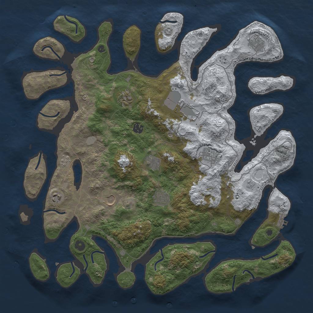 Rust Map: Procedural Map, Size: 4500, Seed: 293800581, 18 Monuments