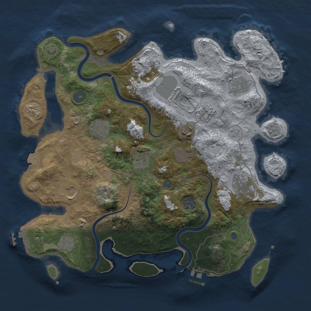Rust Map: Procedural Map, Size: 3749, Seed: 1234567890, 19 Monuments