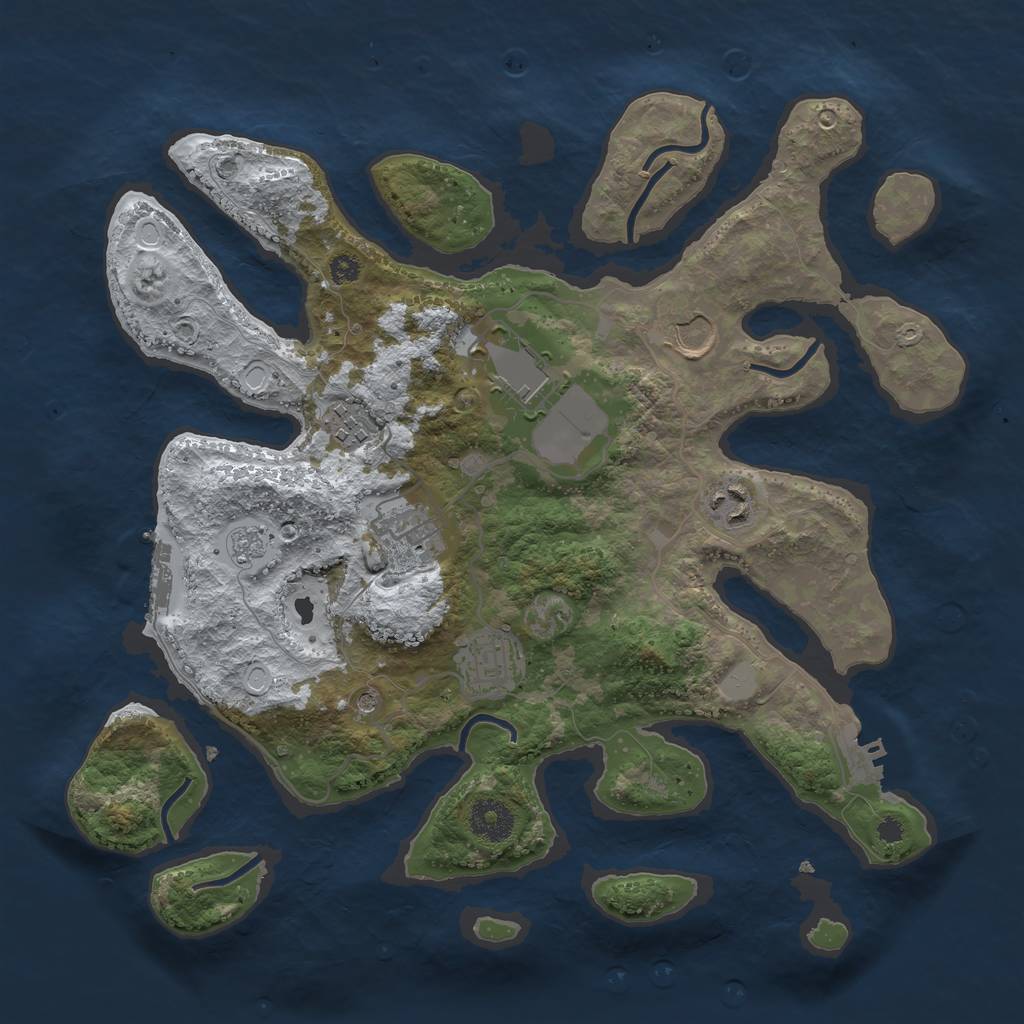 Rust Map: Procedural Map, Size: 3500, Seed: 1921358, 15 Monuments