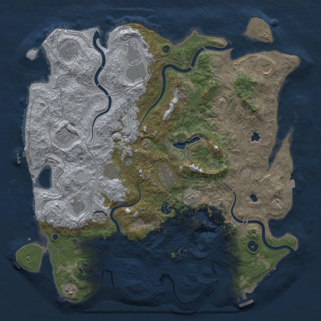 Rust Map: Procedural Map, Size: 4500, Seed: 527458, 17 Monuments