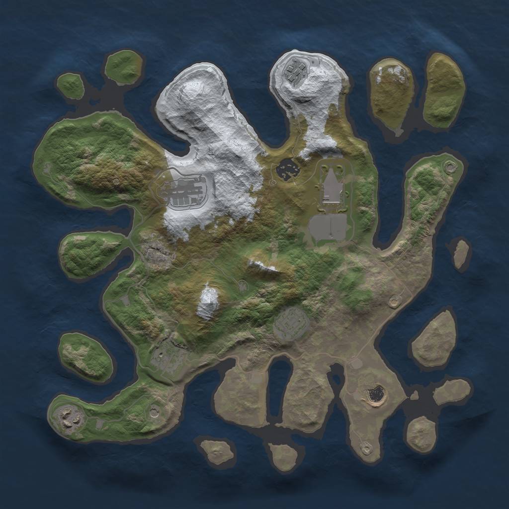 Rust Map: Barren, Size: 3500, Seed: 5656625, 11 Monuments