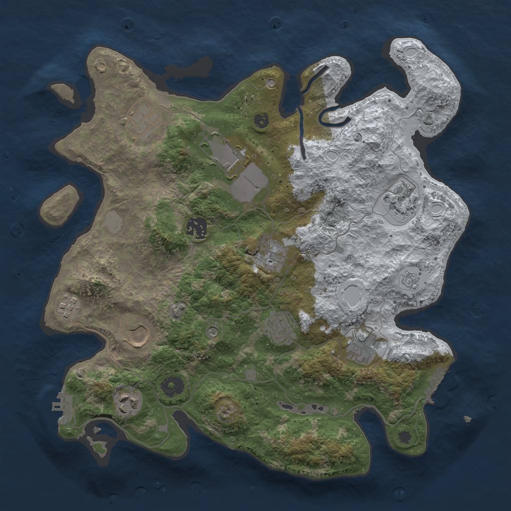 Rust Map: Procedural Map, Size: 3500, Seed: 5361233, 19 Monuments