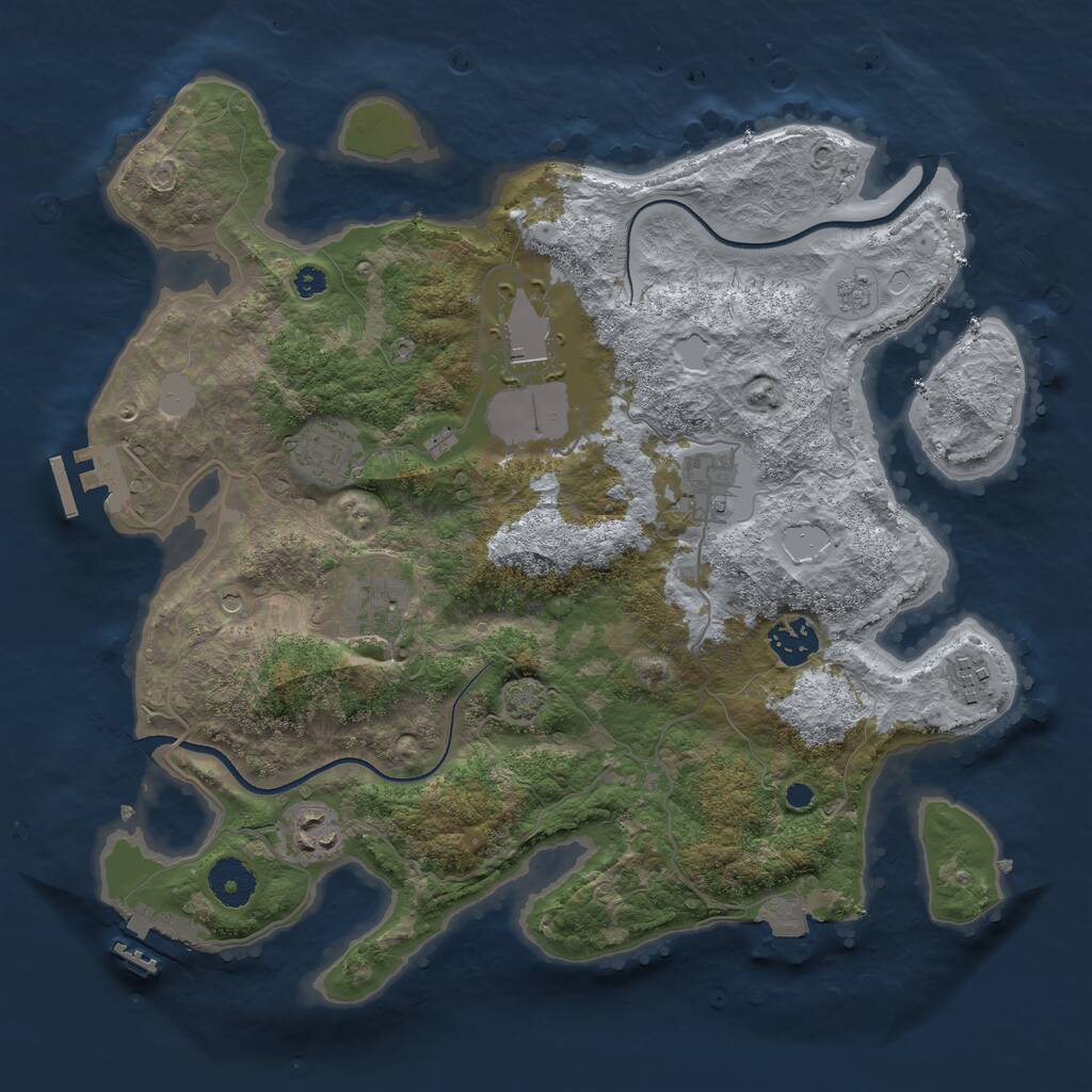 Rust Map: Procedural Map, Size: 3500, Seed: 281148526, 13 Monuments