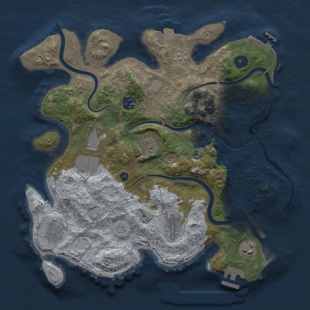 Rust Map: Procedural Map, Size: 3500, Seed: 2785900, 13 Monuments
