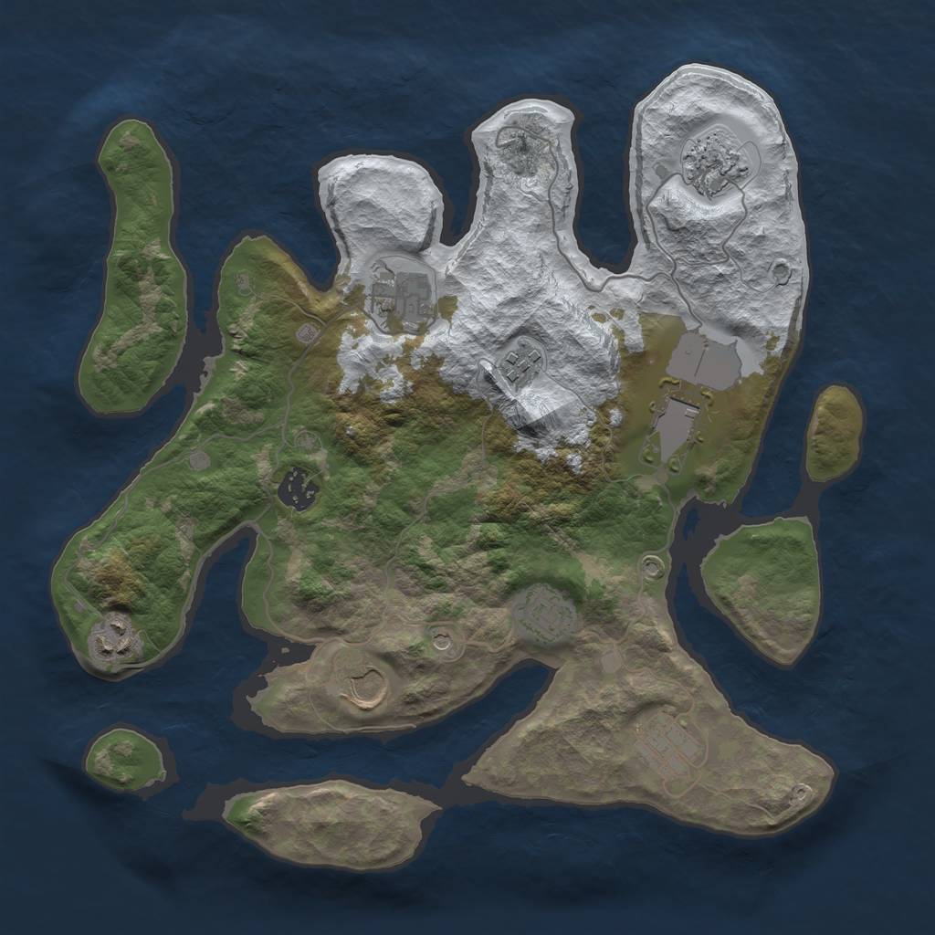 Rust Map: Barren, Size: 3500, Seed: 865679, 12 Monuments
