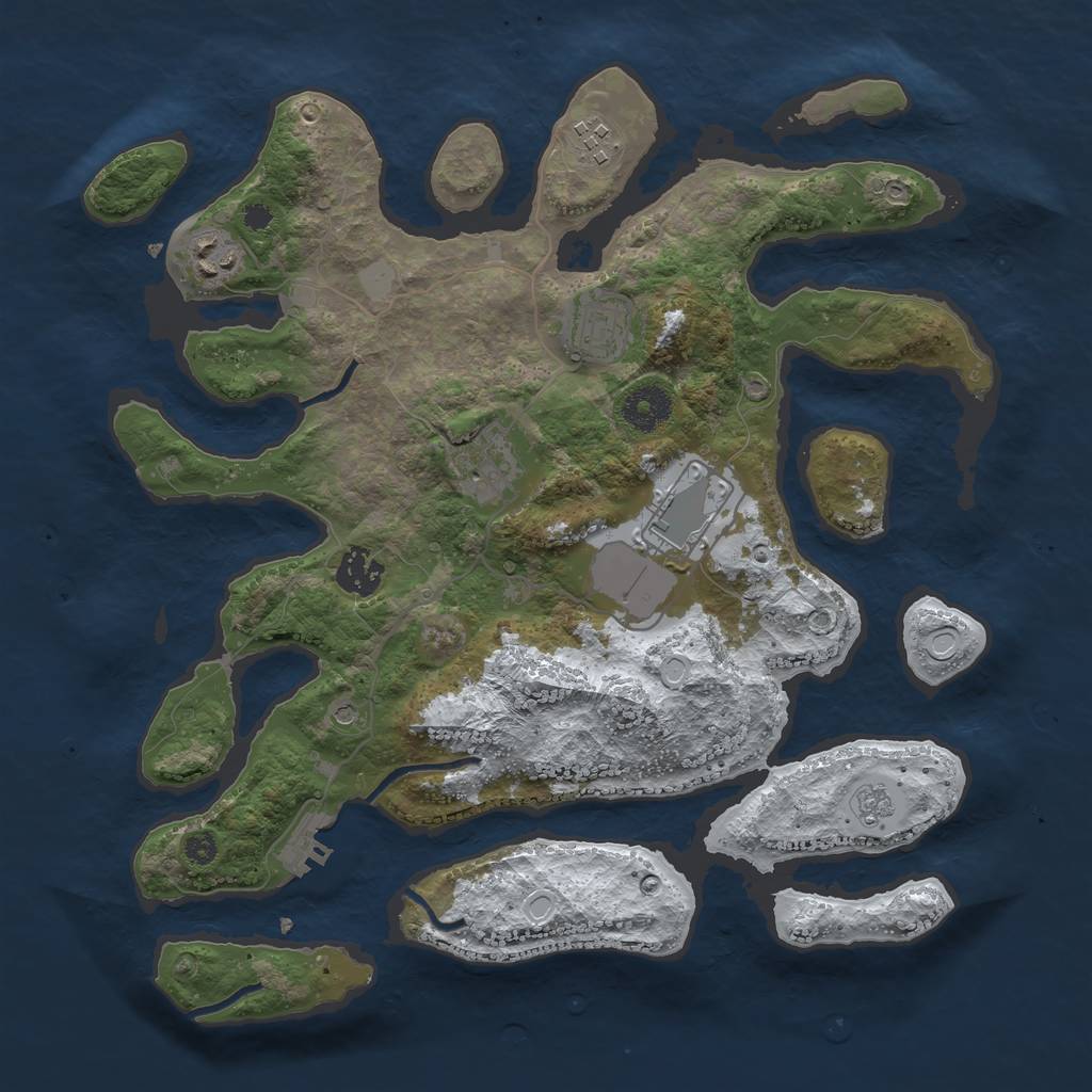 Rust Map: Procedural Map, Size: 3500, Seed: 3470791, 14 Monuments