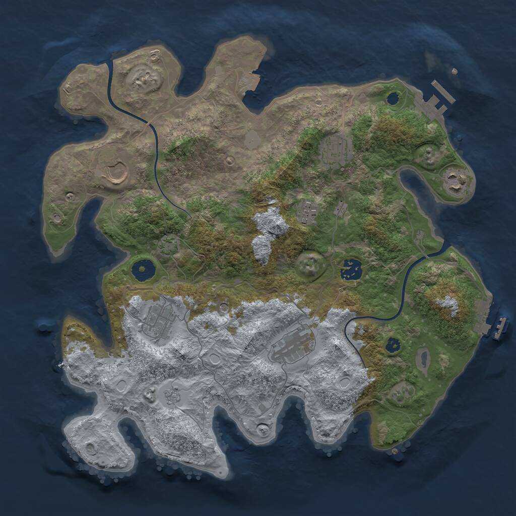 Rust Map: Procedural Map, Size: 3500, Seed: 79455350, 13 Monuments