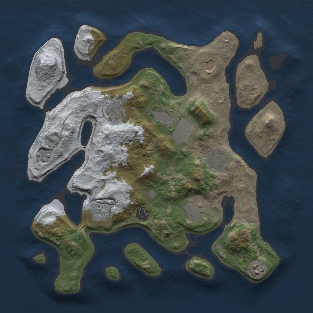 Rust Map: Barren, Size: 3500, Seed: 838052, 12 Monuments