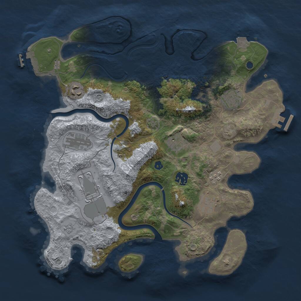 Rust Map: Procedural Map, Size: 3500, Seed: 7456, 14 Monuments