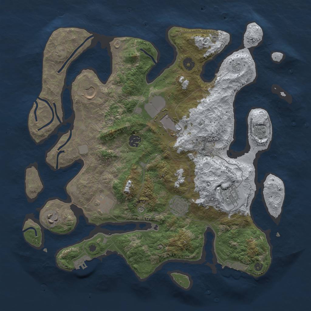 Rust Map: Procedural Map, Size: 3800, Seed: 6011333, 17 Monuments