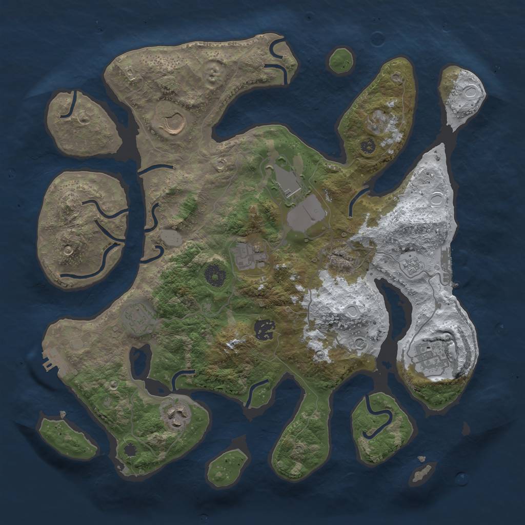 Rust Map: Procedural Map, Size: 3600, Seed: 484999, 16 Monuments