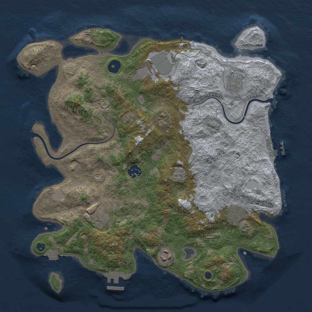Rust Map: Procedural Map, Size: 3700, Seed: 4490621, 14 Monuments