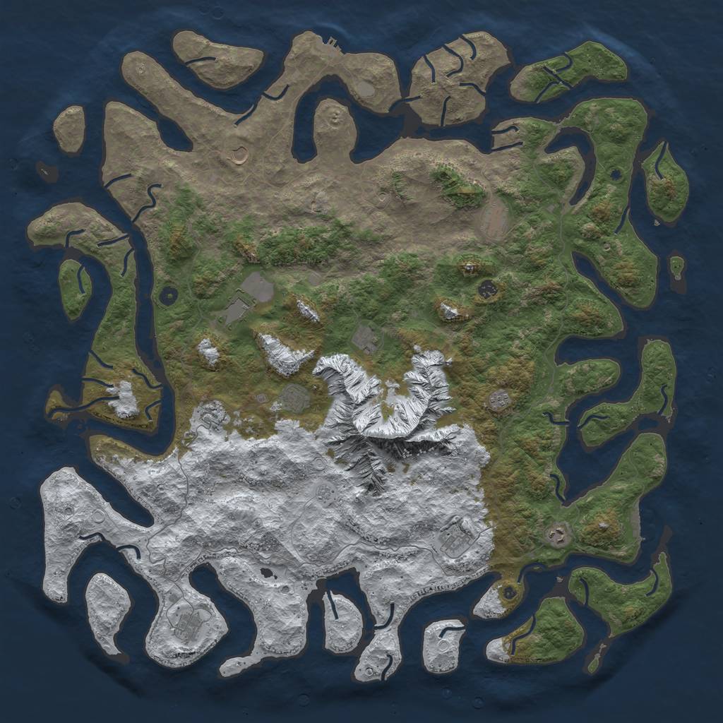 Rust Map: Procedural Map, Size: 6000, Seed: 1229186737, 20 Monuments