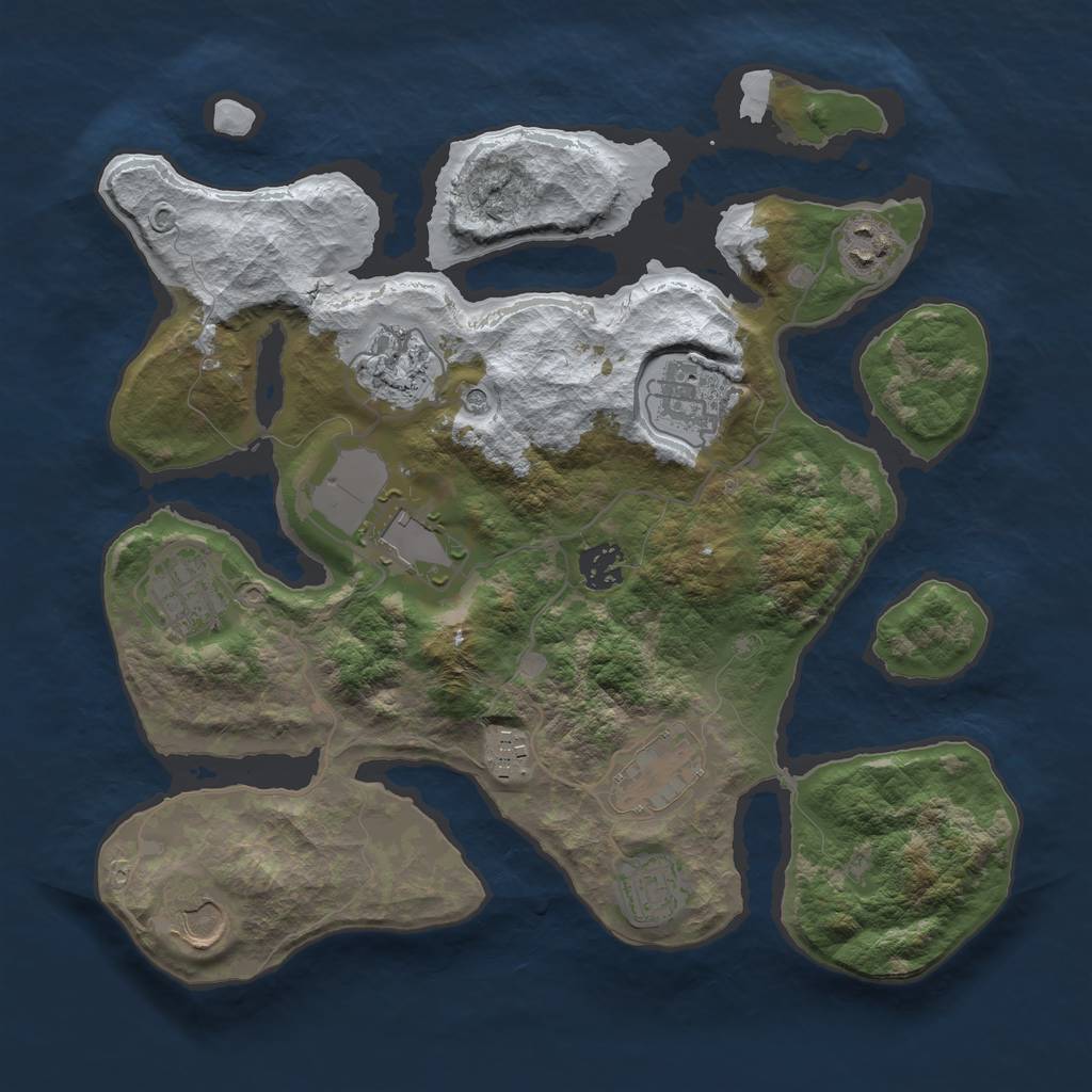 Rust Map: Barren, Size: 3500, Seed: 1276895, 13 Monuments