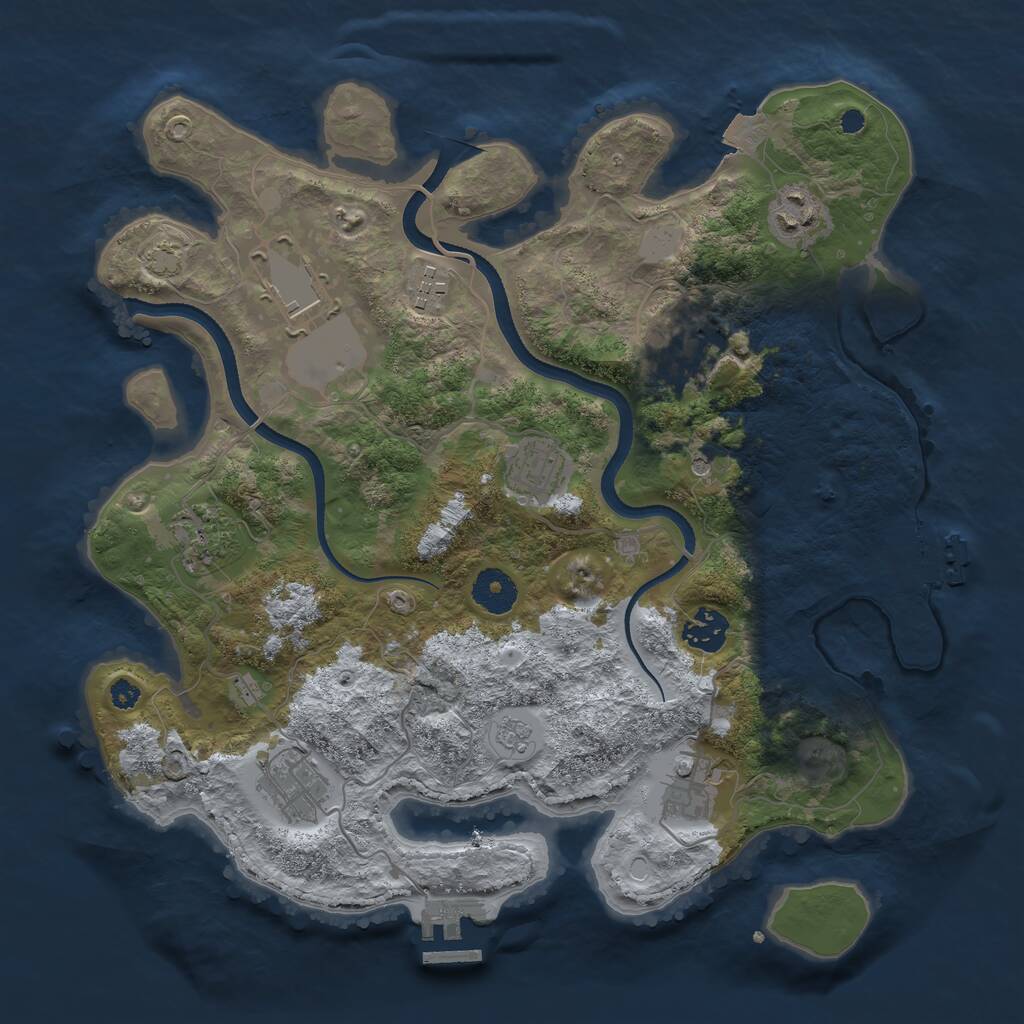 Rust Map: Procedural Map, Size: 3500, Seed: 3681204, 15 Monuments
