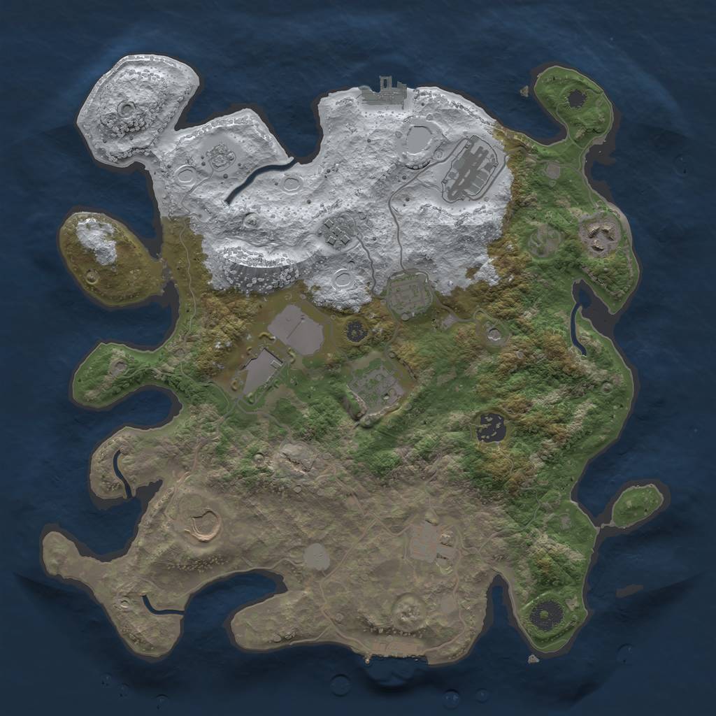 Rust Map: Procedural Map, Size: 3500, Seed: 3324234, 18 Monuments
