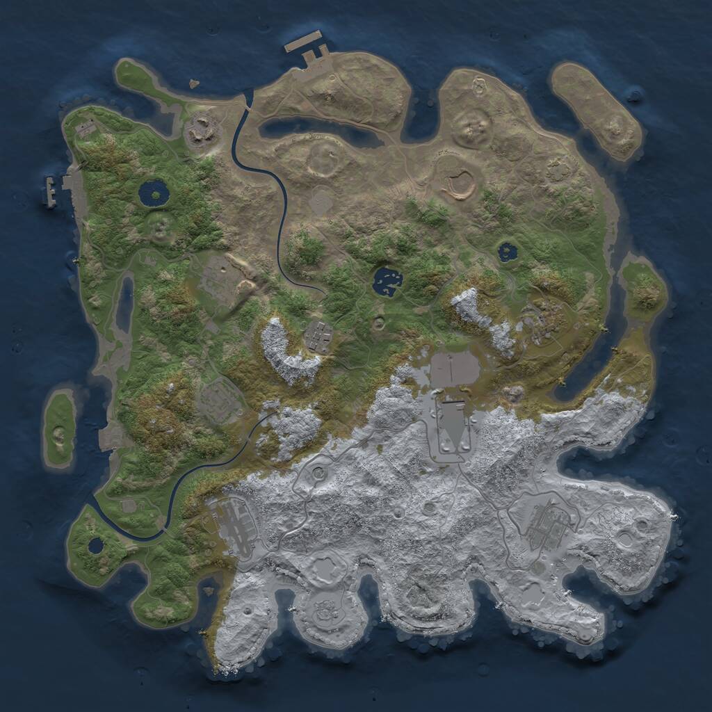 Rust Map: Procedural Map, Size: 3700, Seed: 2629219, 16 Monuments