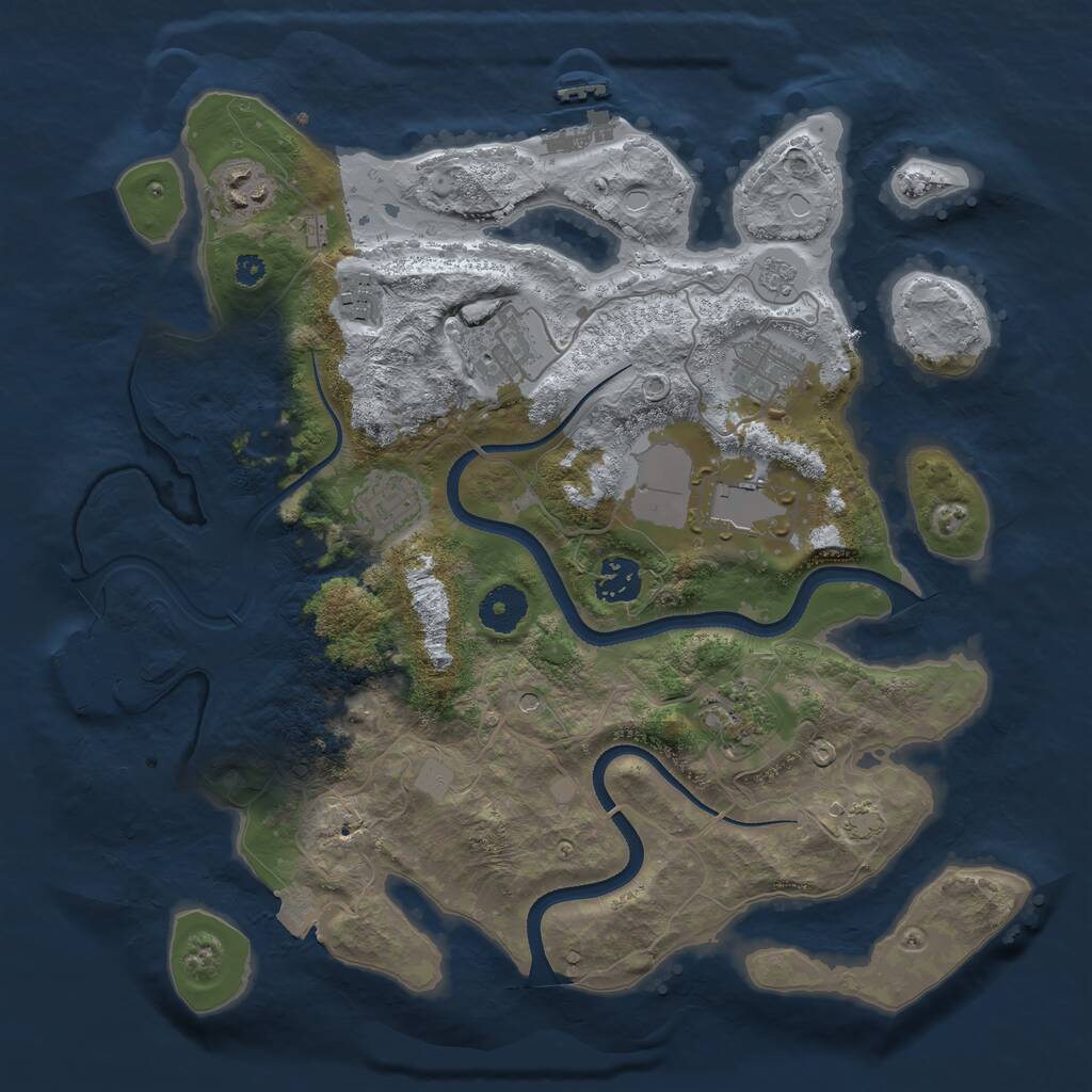 Rust Map: Procedural Map, Size: 3500, Seed: 6189228, 14 Monuments