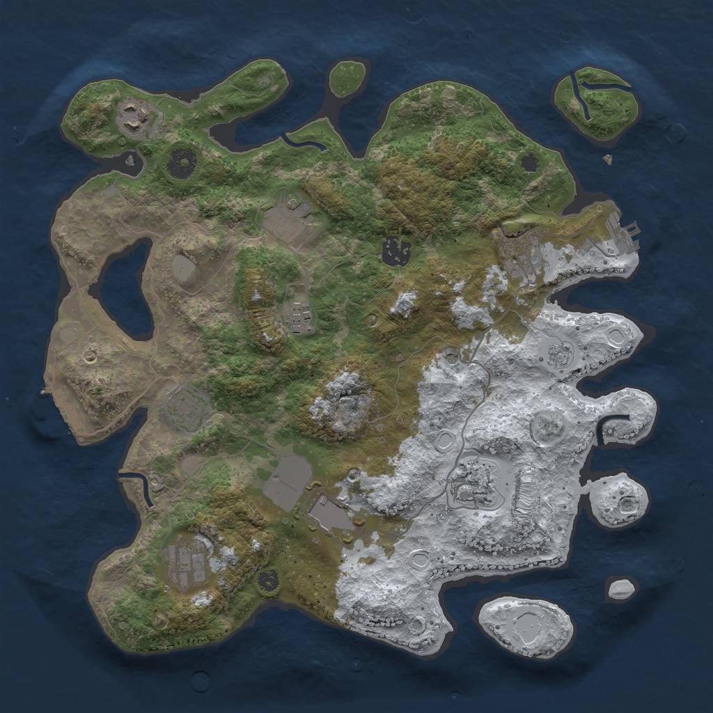 Rust Map: Procedural Map, Size: 3500, Seed: 2324020, 18 Monuments