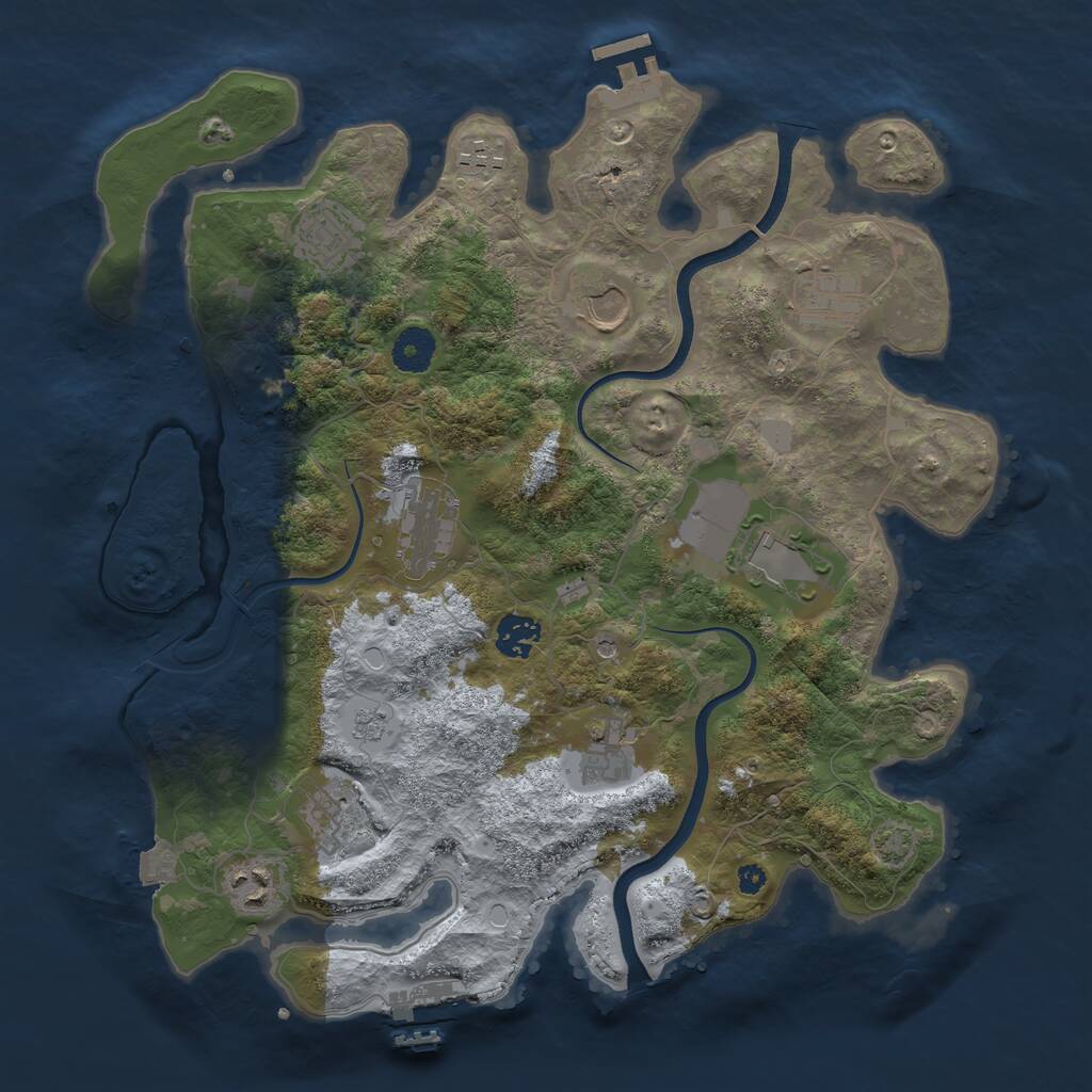 Rust Map: Procedural Map, Size: 3700, Seed: 2724963, 16 Monuments