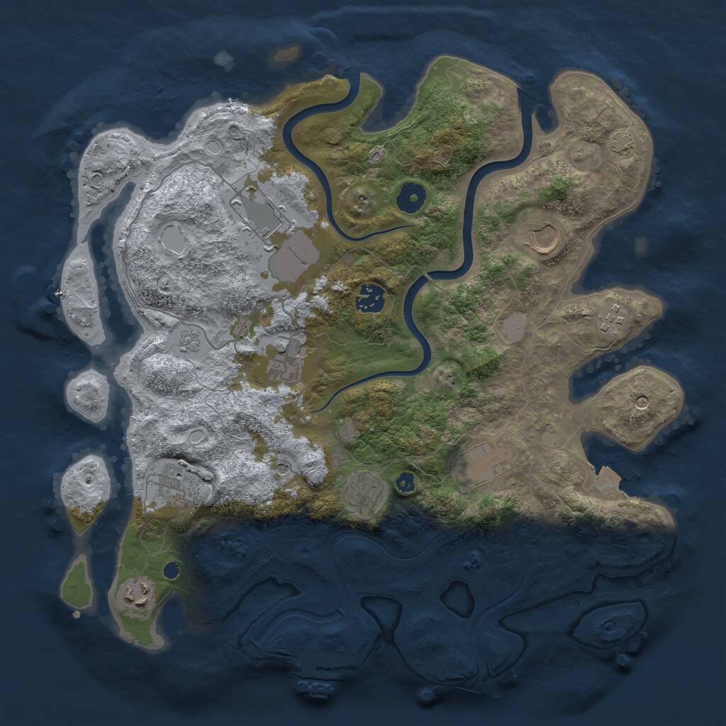 Rust Map: Procedural Map, Size: 3700, Seed: 2619531, 14 Monuments