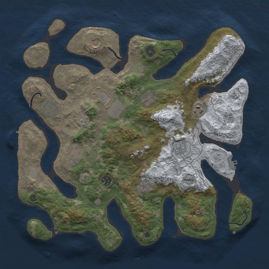 Rust Map: Procedural Map, Size: 4000, Seed: 1117, 19 Monuments