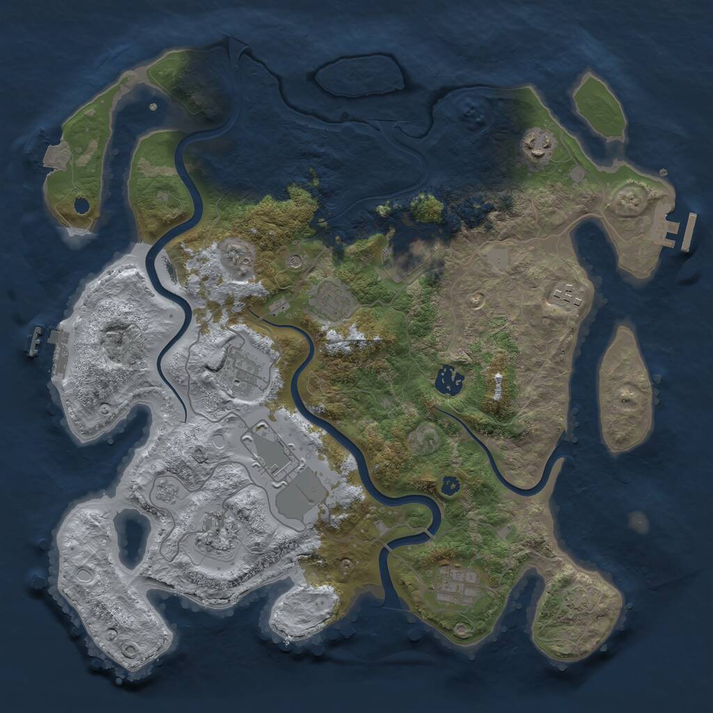 Rust Map: Procedural Map, Size: 3700, Seed: 4130659, 15 Monuments