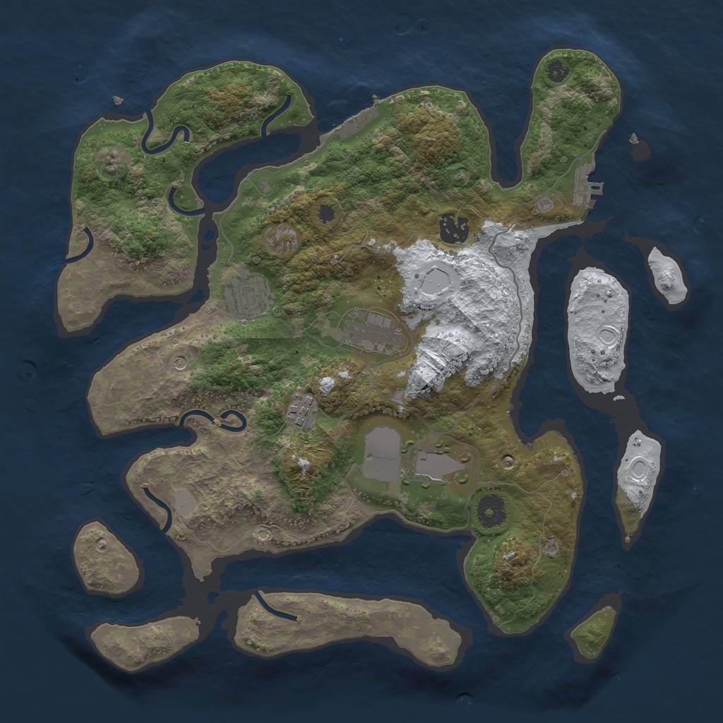 Rust Map: Procedural Map, Size: 3500, Seed: 1117659, 13 Monuments