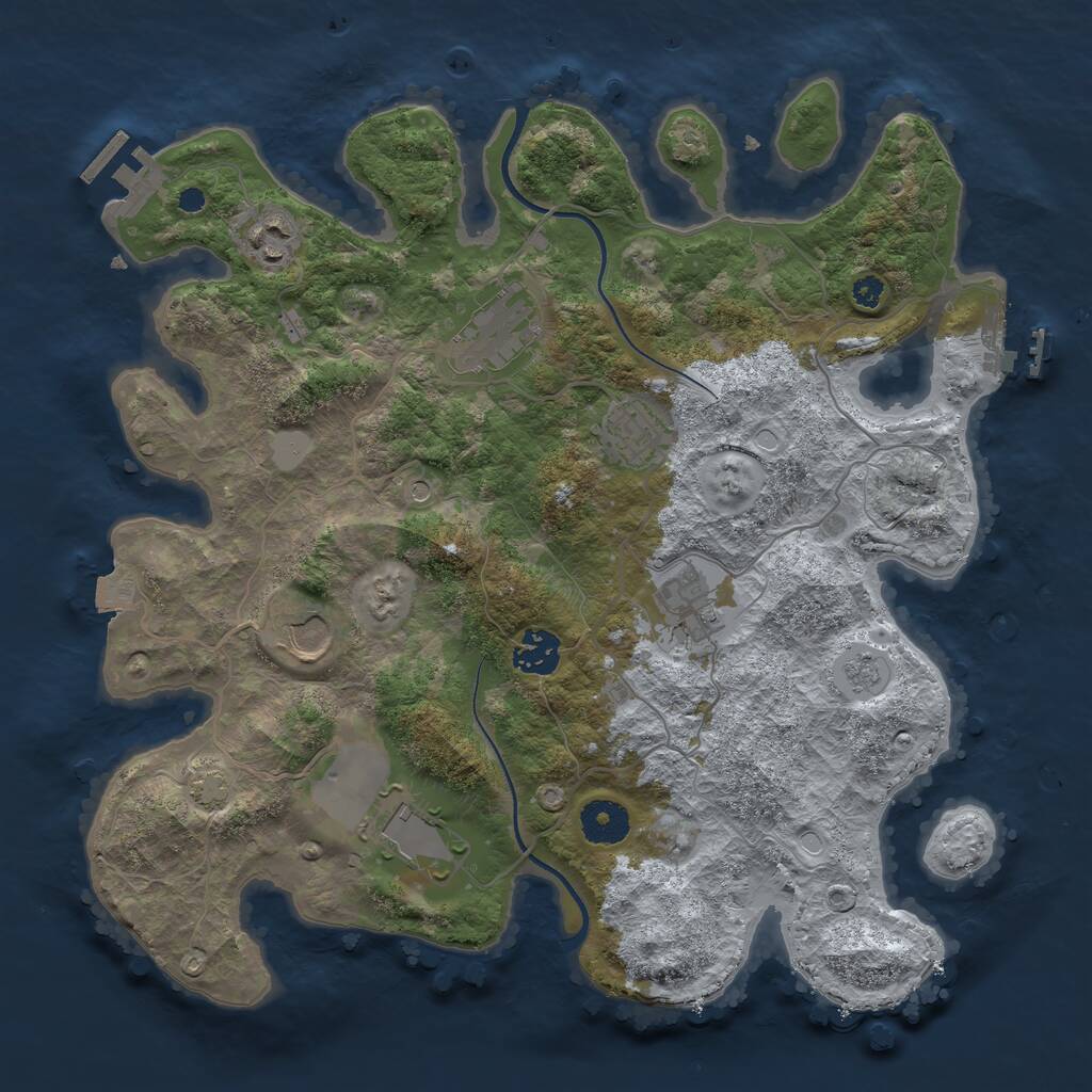 Rust Map: Procedural Map, Size: 3500, Seed: 2246987, 13 Monuments