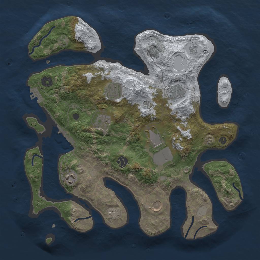 Rust Map: Procedural Map, Size: 3500, Seed: 4044747, 17 Monuments