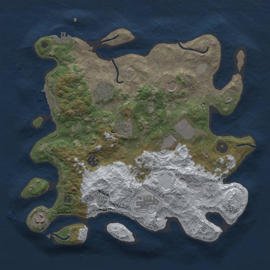 Rust Map: Procedural Map, Size: 3500, Seed: 249922977, 17 Monuments