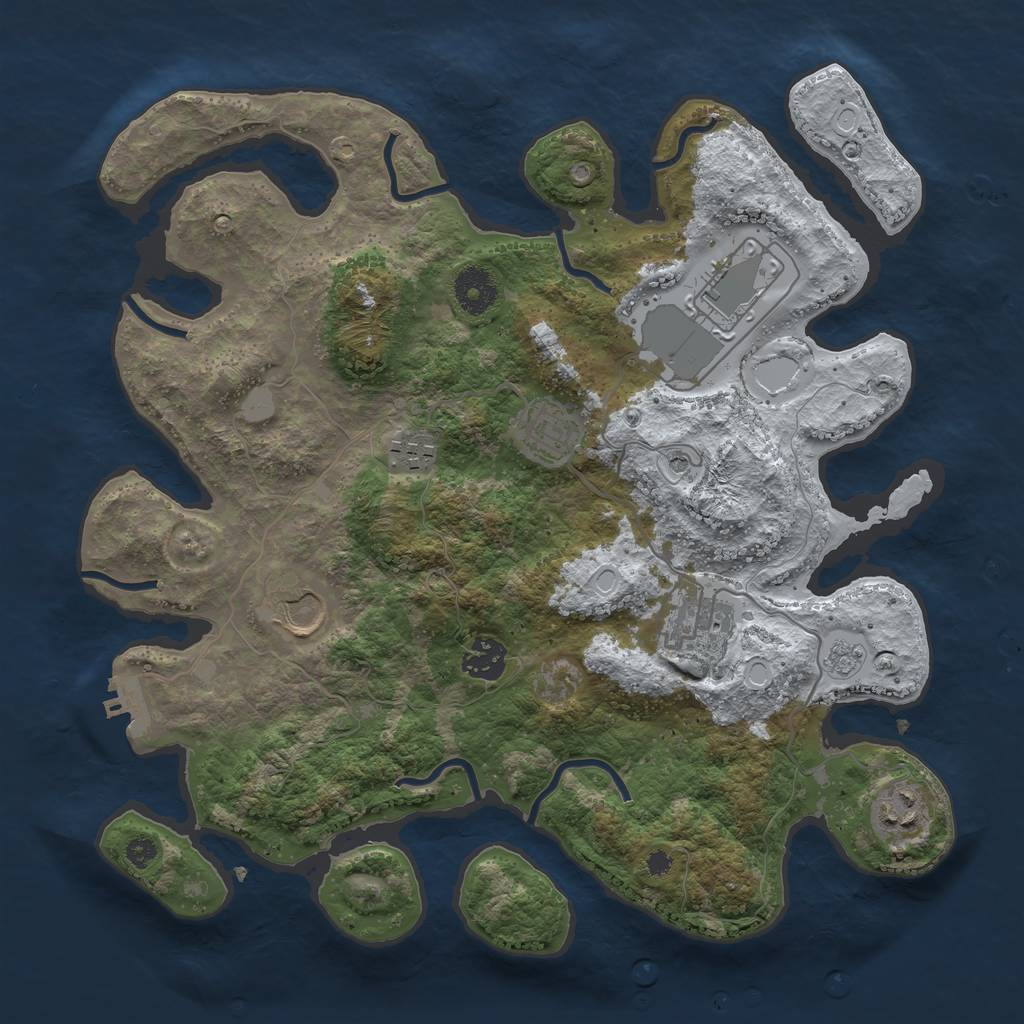Rust Map: Procedural Map, Size: 3500, Seed: 3644525, 15 Monuments
