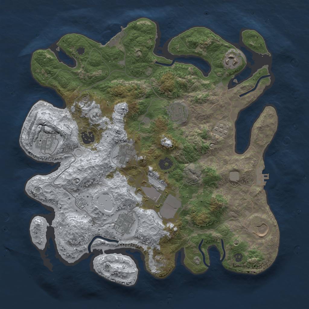 Rust Map: Procedural Map, Size: 3500, Seed: 4030869, 18 Monuments
