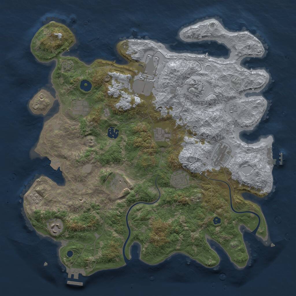 Rust Map: Procedural Map, Size: 3850, Seed: 878548200, 16 Monuments