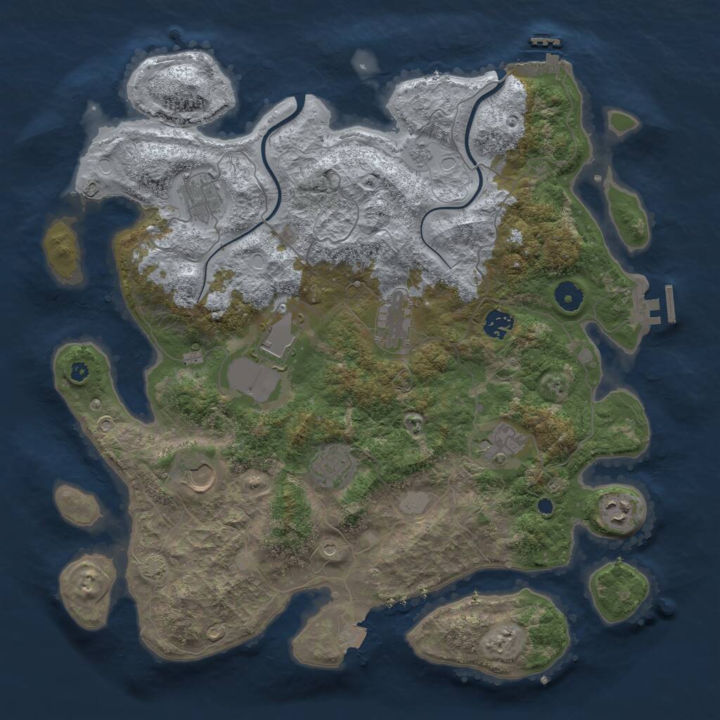 Rust Map: Procedural Map, Size: 3800, Seed: 1183481149, 14 Monuments
