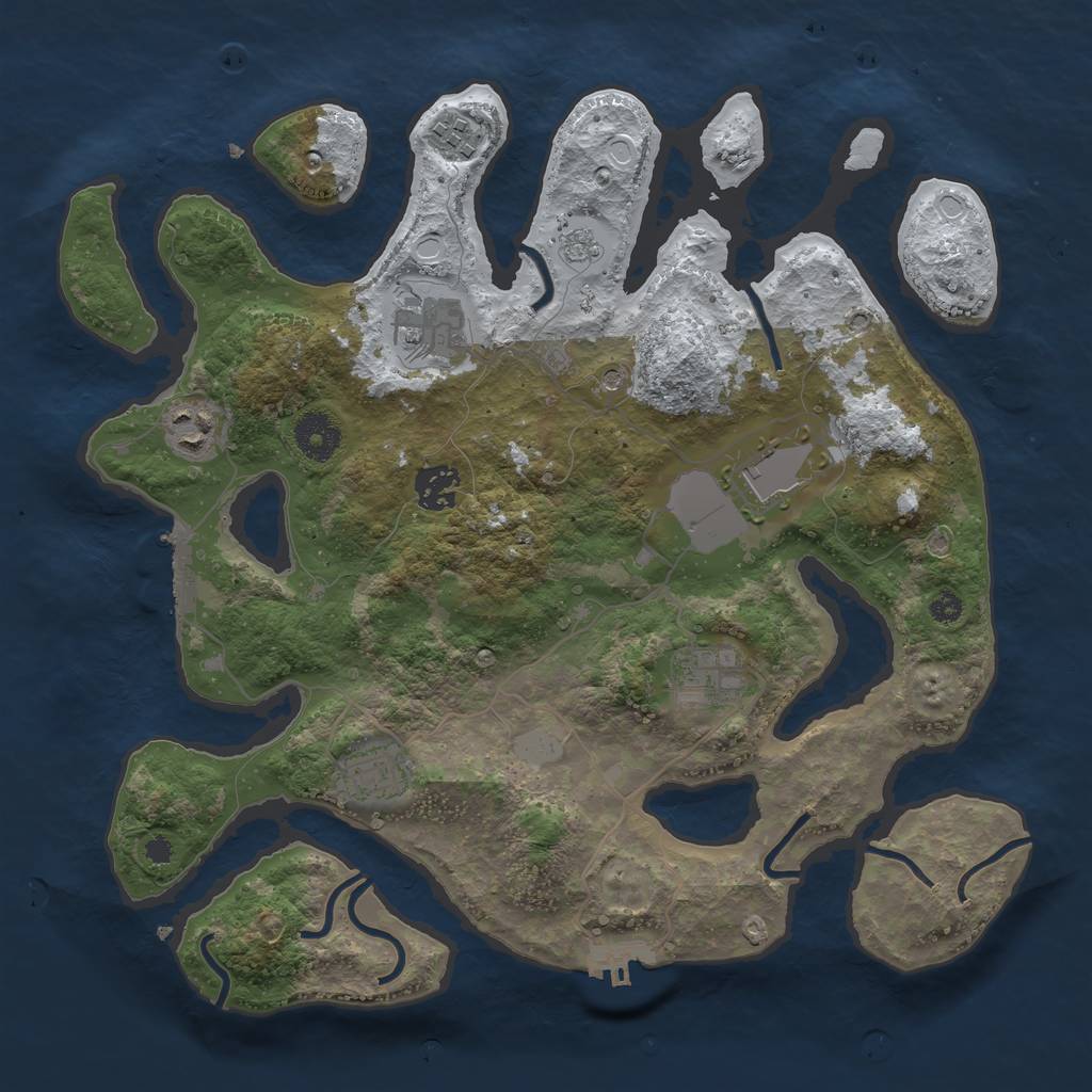 Rust Map: Procedural Map, Size: 3500, Seed: 5345741, 16 Monuments