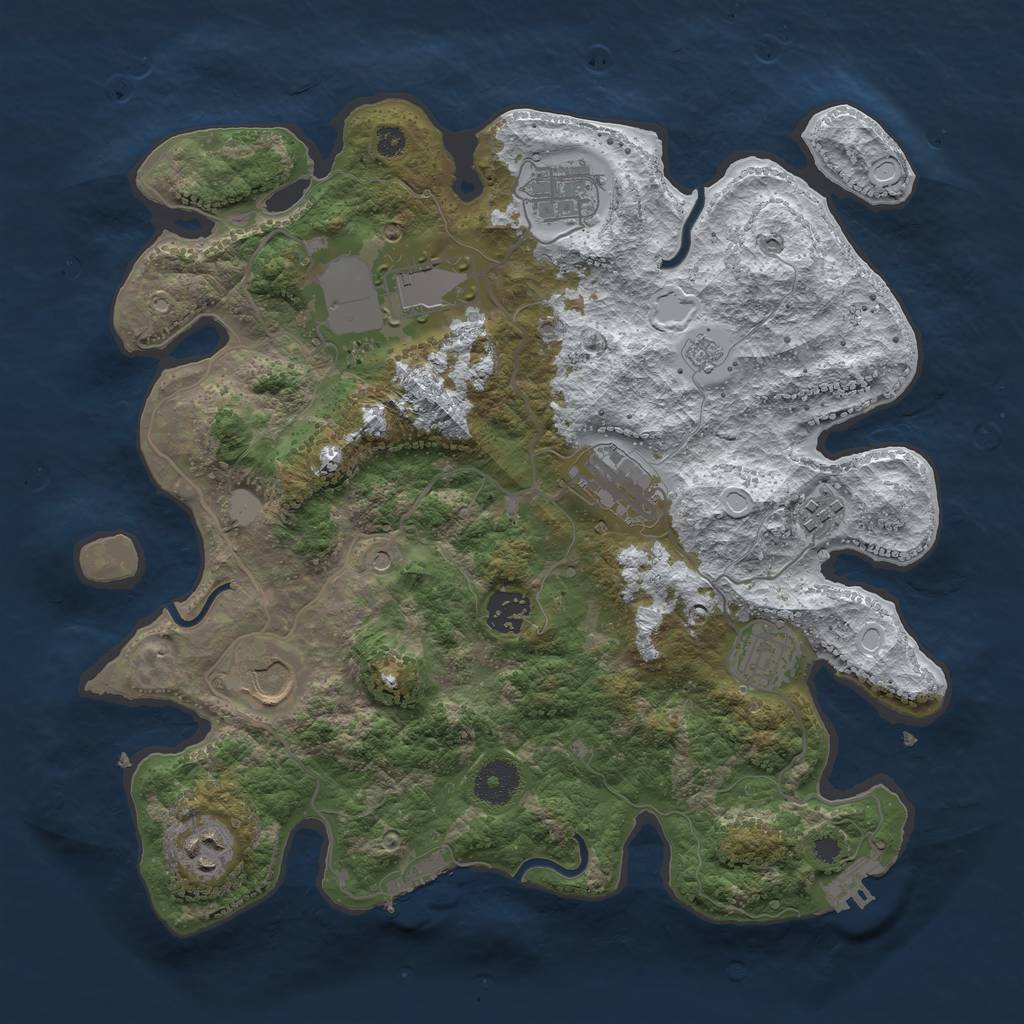 Rust Map: Procedural Map, Size: 3500, Seed: 94080, 17 Monuments