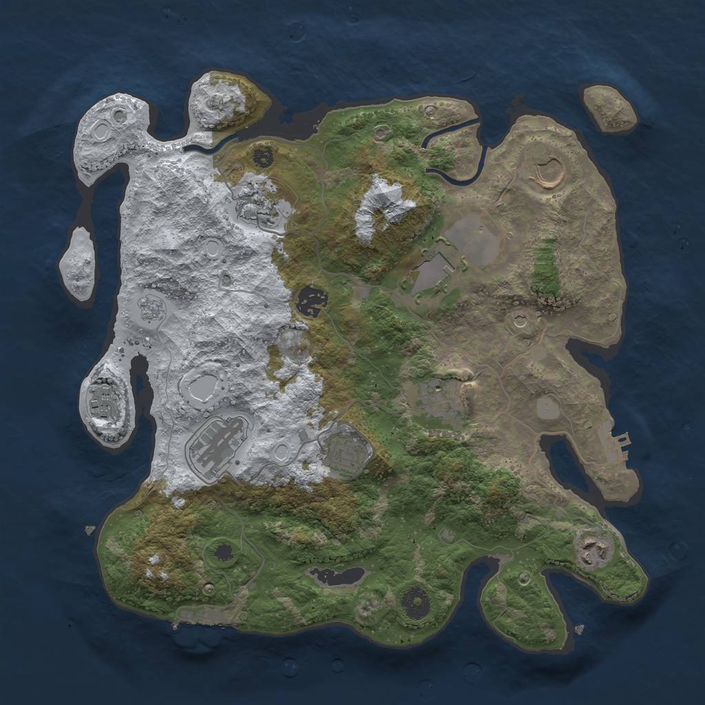 Rust Map: Procedural Map, Size: 3500, Seed: 1986530769, 18 Monuments