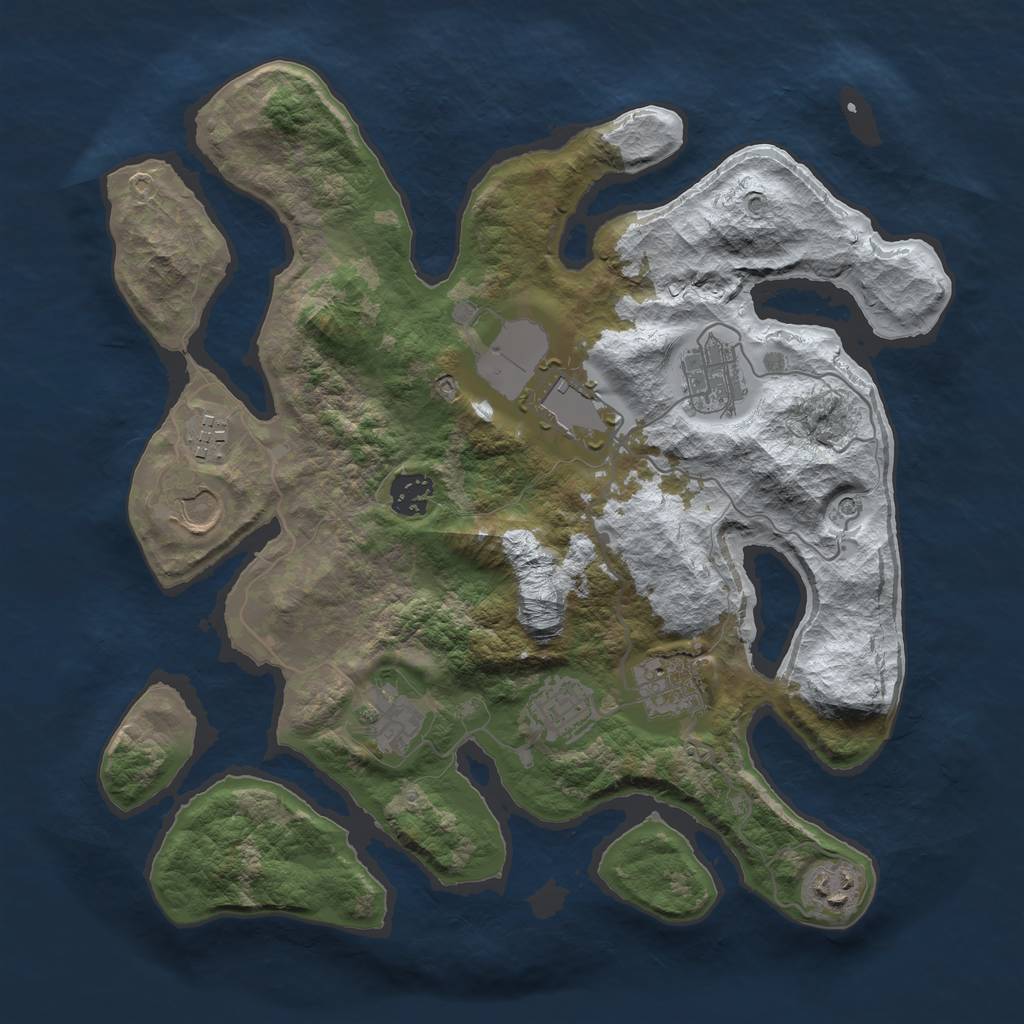 Rust Map: Barren, Size: 3500, Seed: 3486449, 12 Monuments