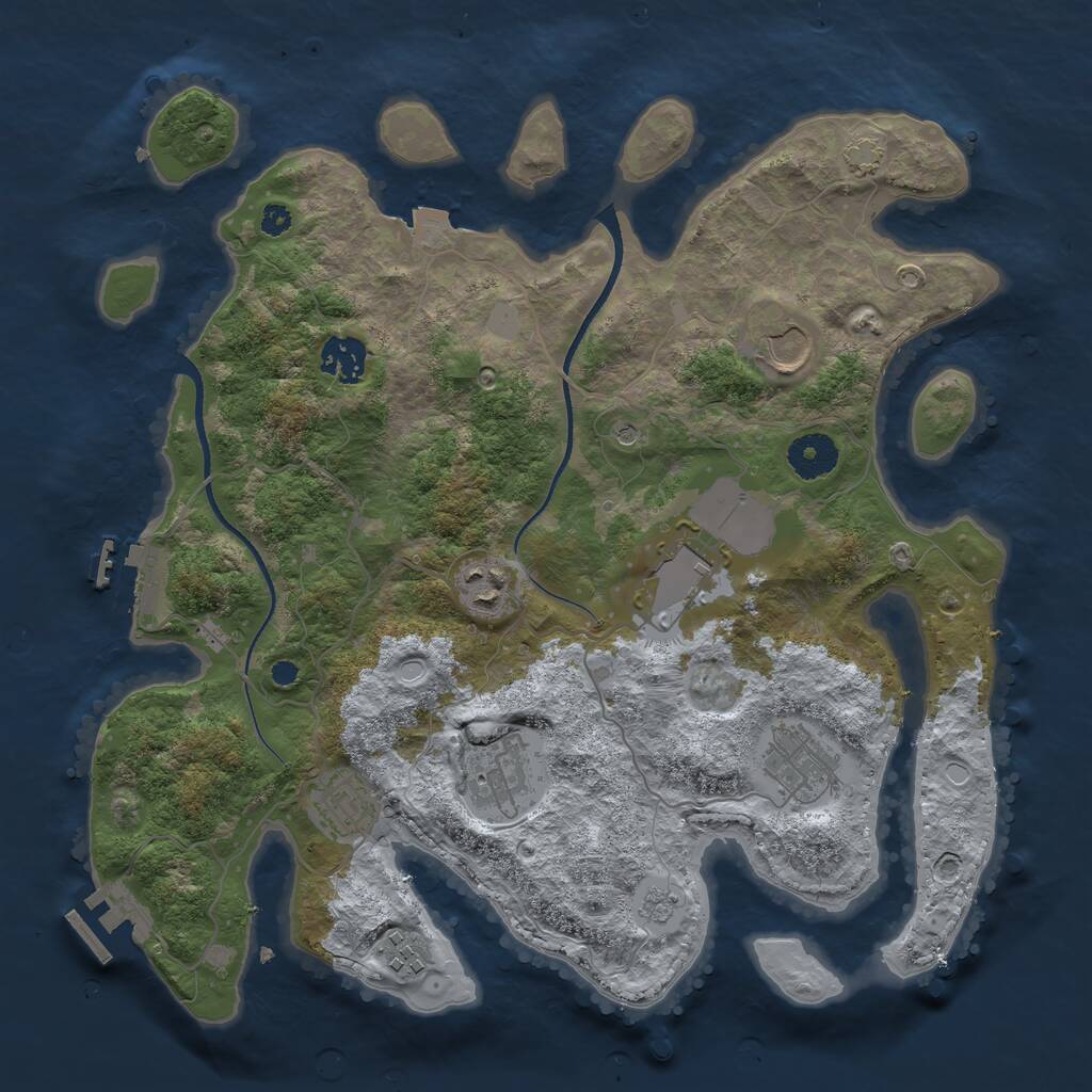Rust Map: Procedural Map, Size: 3500, Seed: 4788579, 14 Monuments