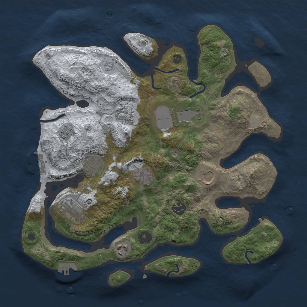 Rust Map: Procedural Map, Size: 3500, Seed: 1727930, 18 Monuments