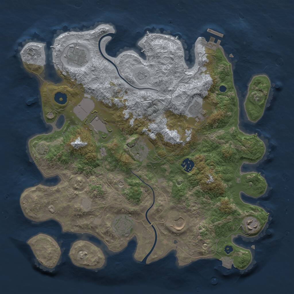 Rust Map: Procedural Map, Size: 3500, Seed: 625238, 13 Monuments
