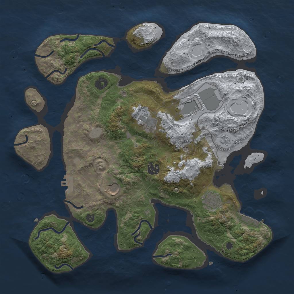 Rust Map: Procedural Map, Size: 3500, Seed: 83370, 14 Monuments