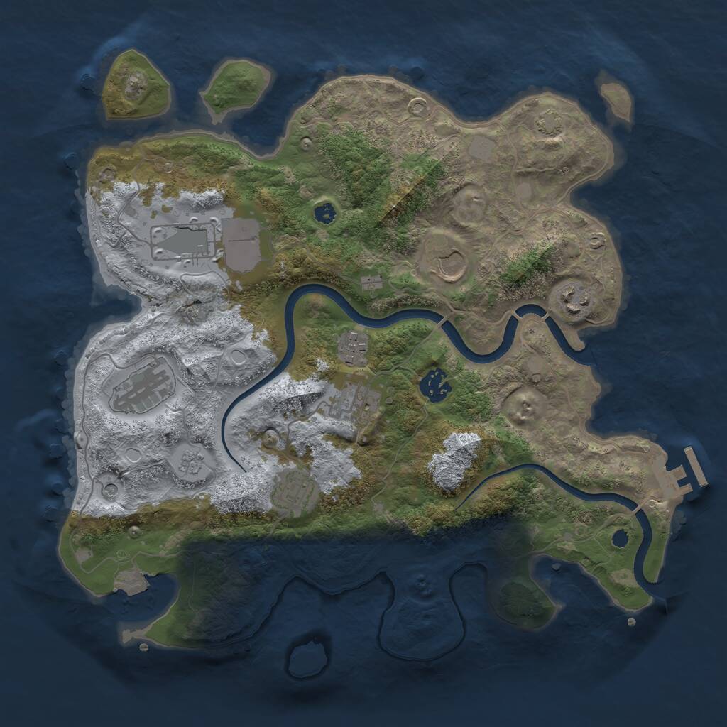 Rust Map: Procedural Map, Size: 3500, Seed: 5093817, 13 Monuments