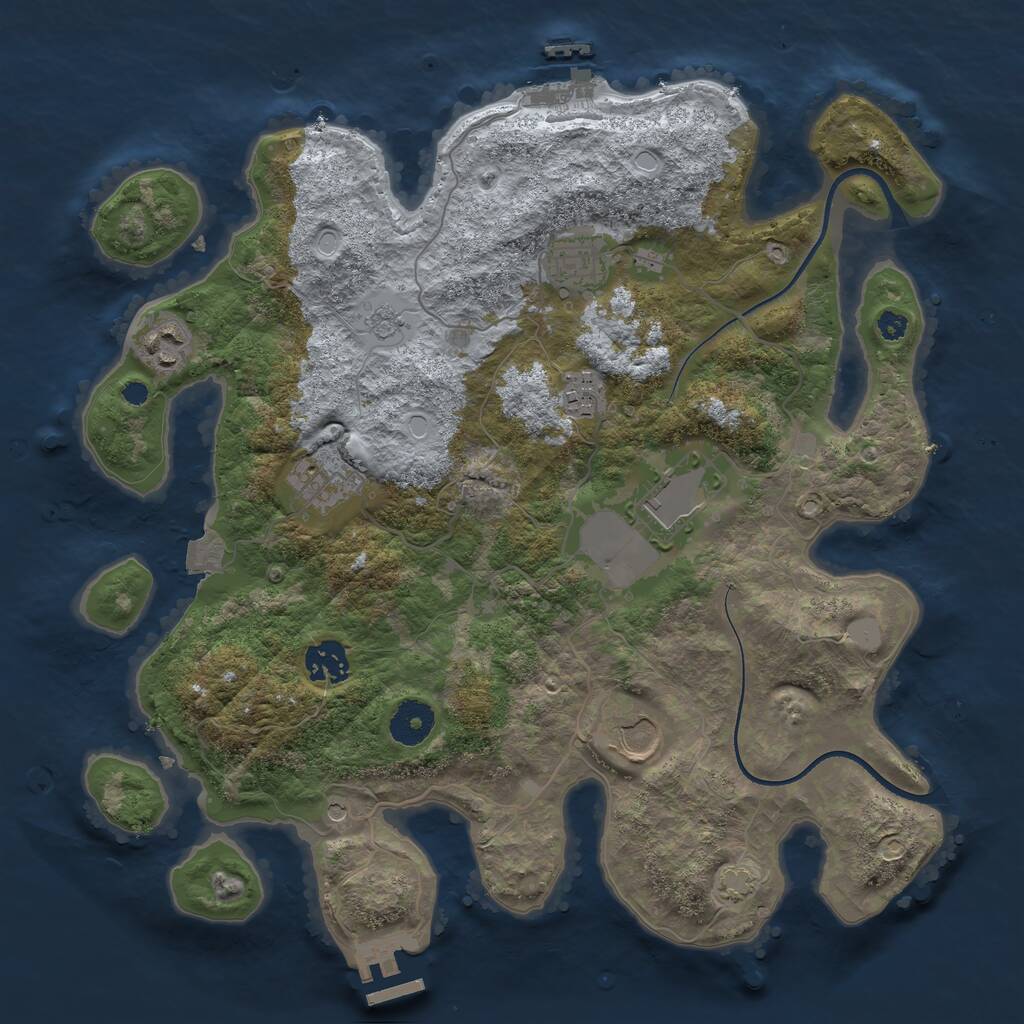 Rust Map: Procedural Map, Size: 3500, Seed: 3037472, 13 Monuments