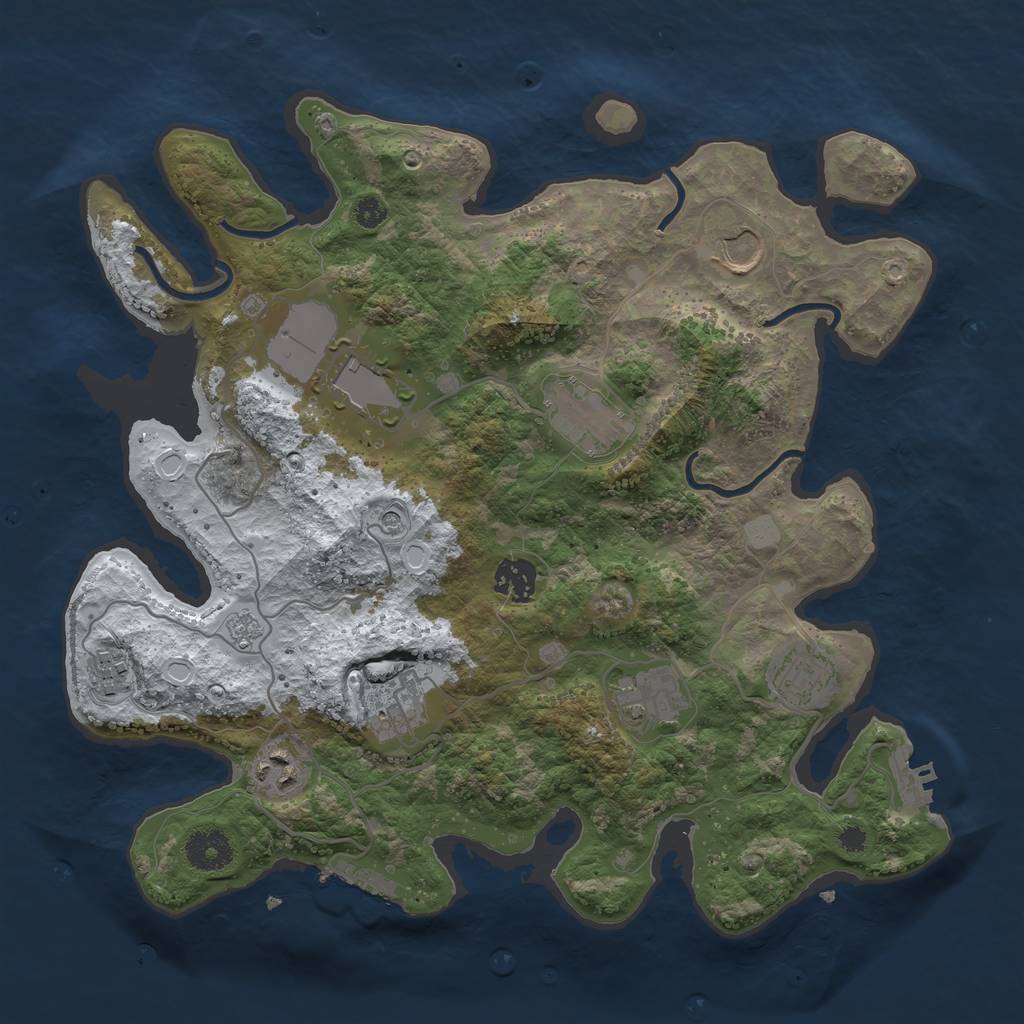 Rust Map: Procedural Map, Size: 3500, Seed: 555579, 18 Monuments