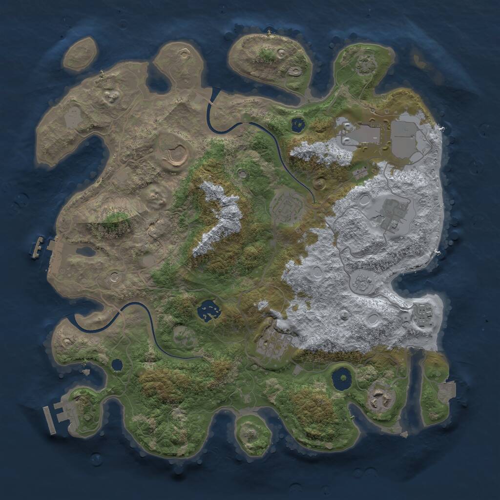 Rust Map: Procedural Map, Size: 3500, Seed: 2362920, 14 Monuments