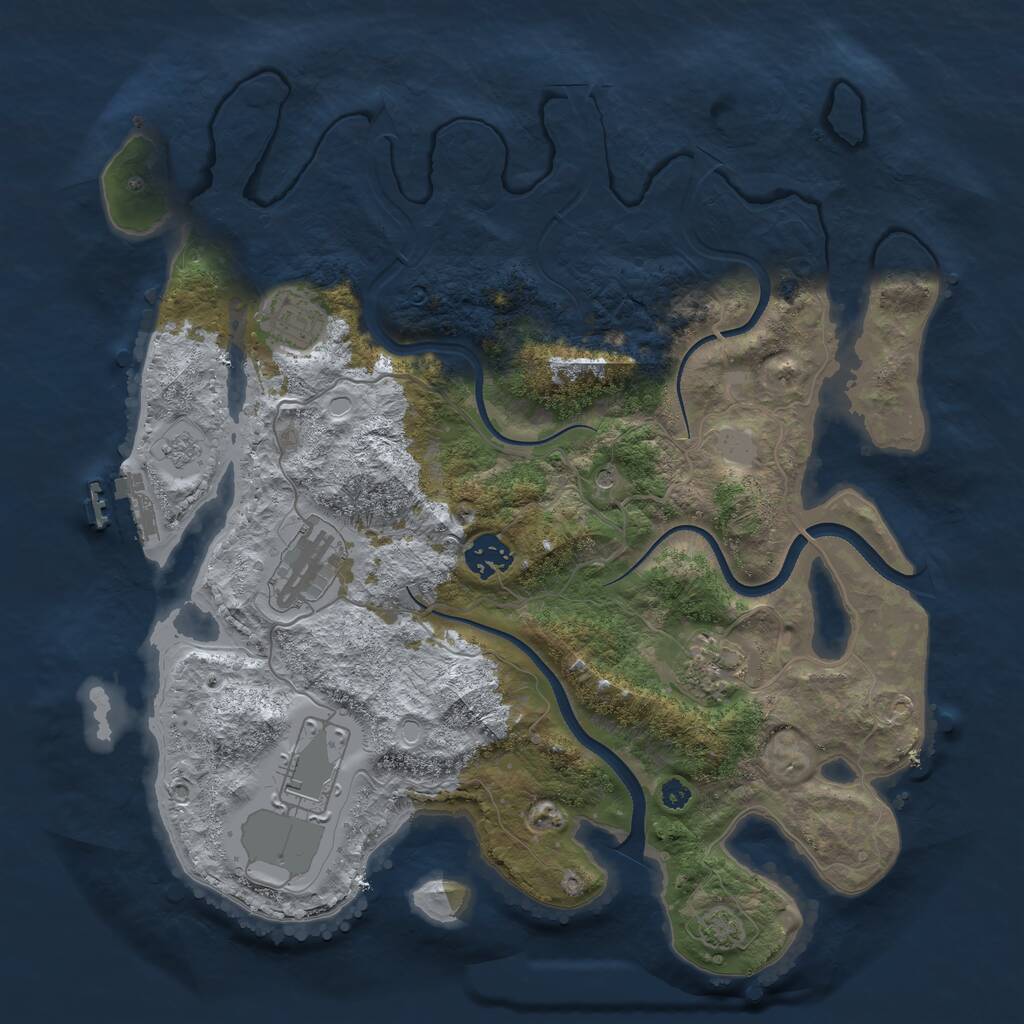 Rust Map: Procedural Map, Size: 3500, Seed: 2457651, 10 Monuments