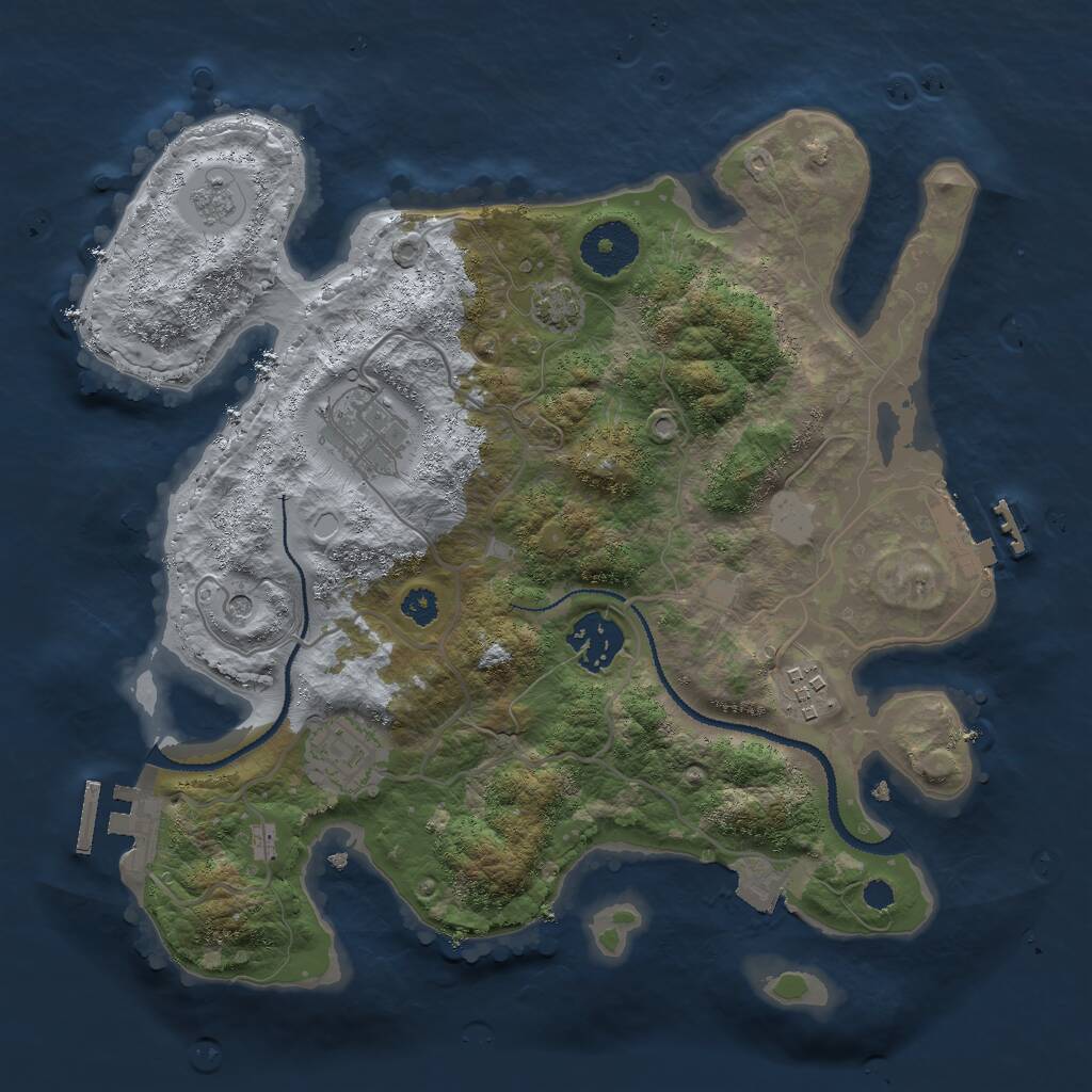 Rust Map: Procedural Map, Size: 3000, Seed: 474632976, 10 Monuments