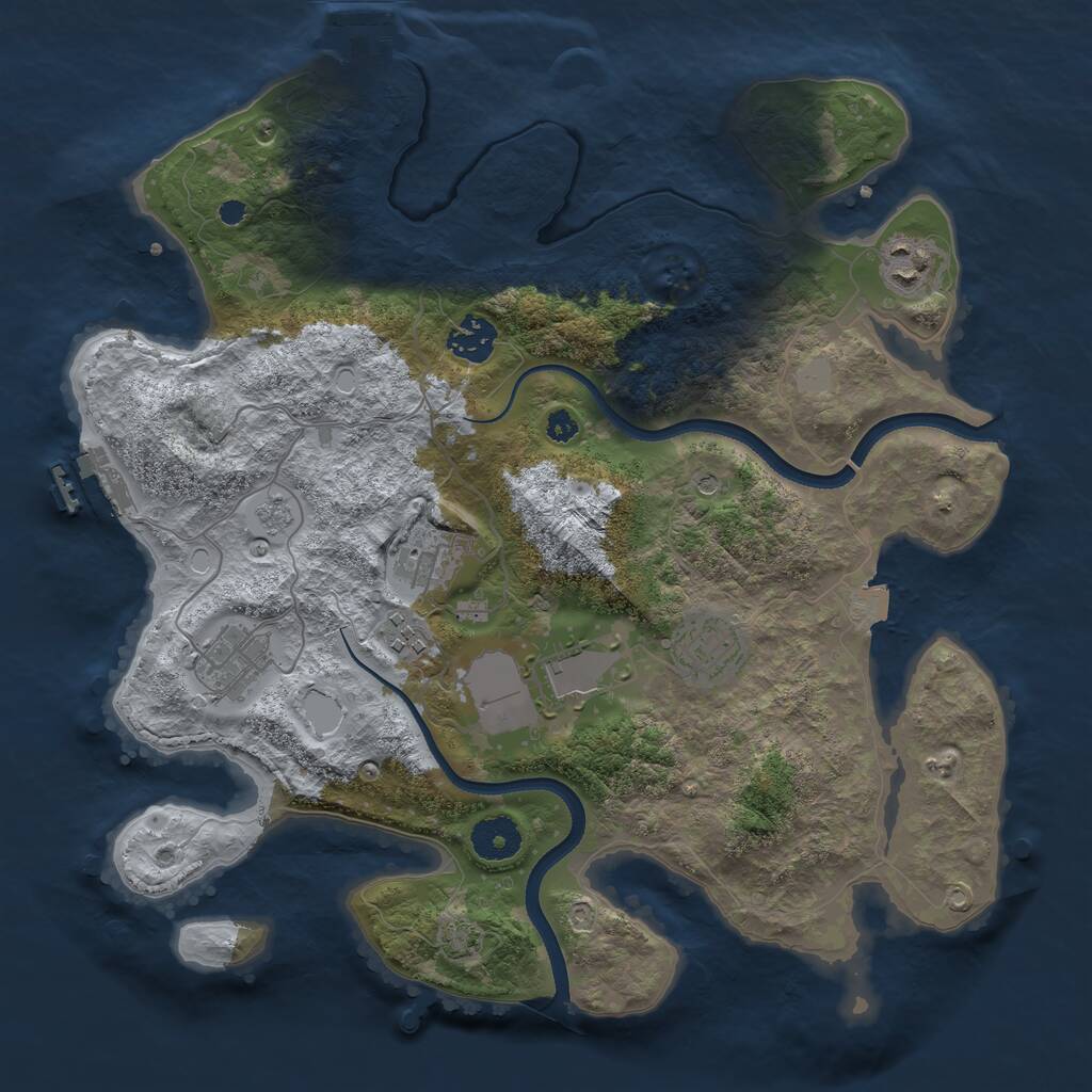 Rust Map: Procedural Map, Size: 3500, Seed: 942149, 13 Monuments